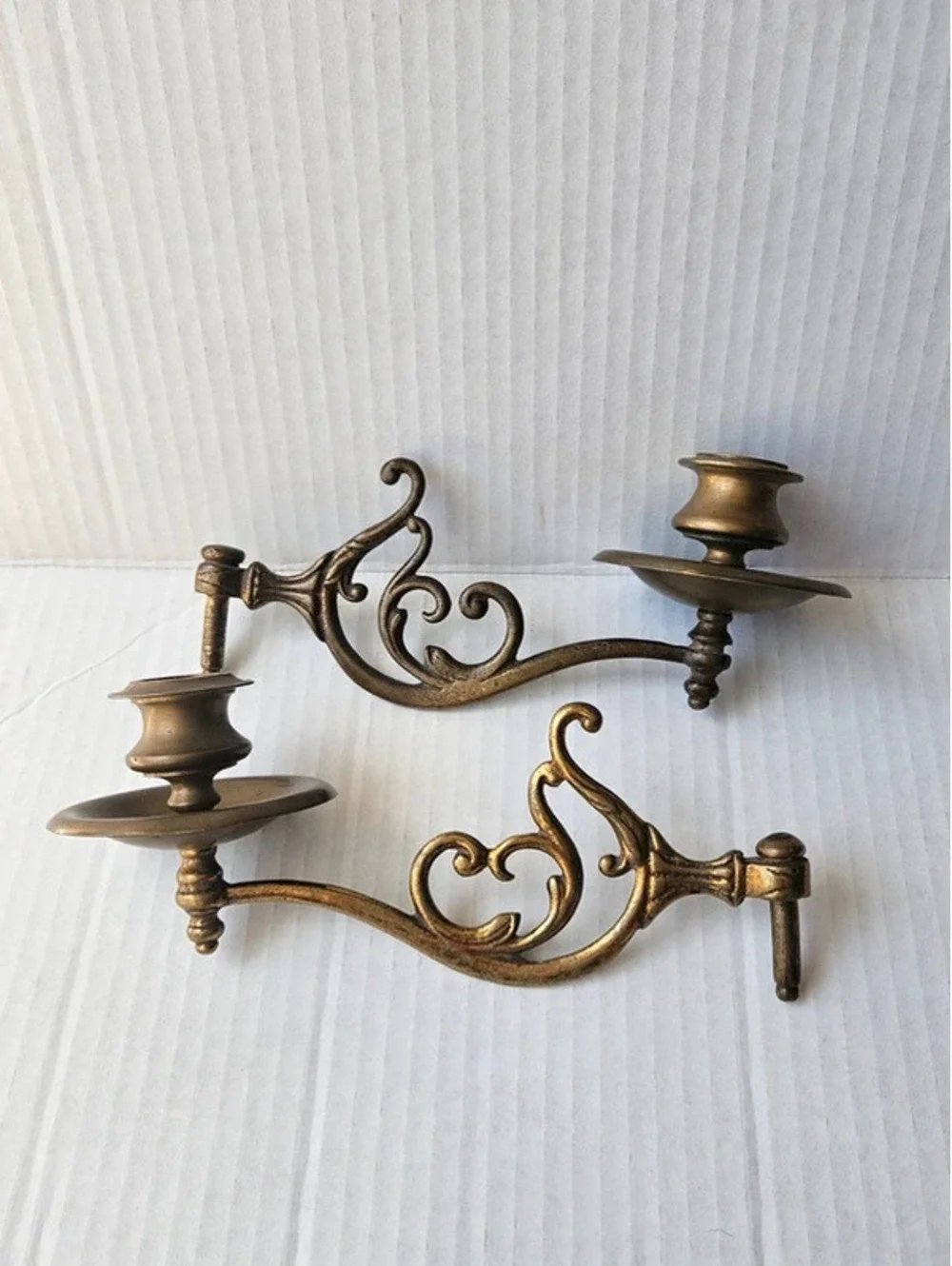 Vintage Art Nouveau brass piano candle sconces swivel wall holders cottagecore